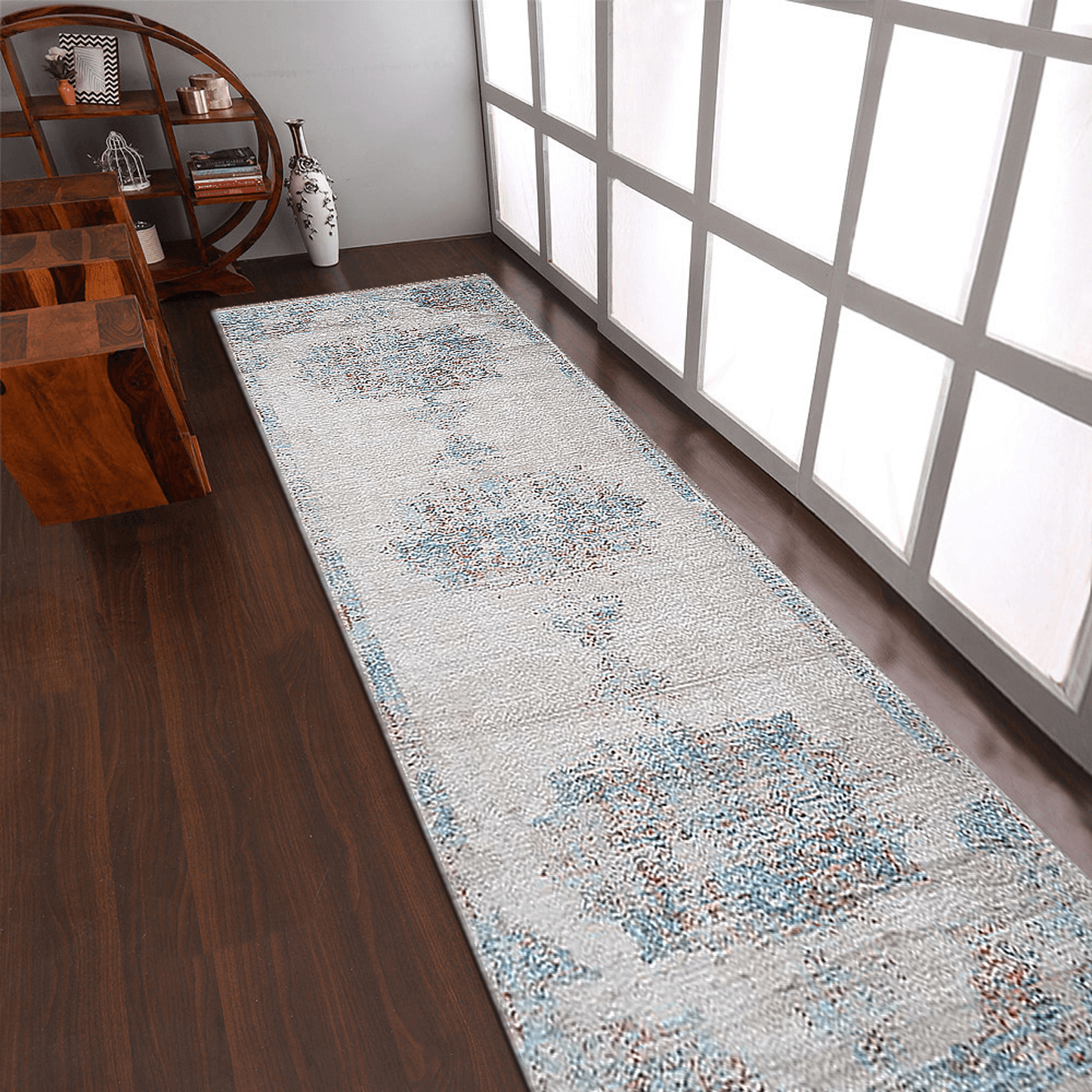 Rugsotic Machine Woven Crossweave Polyester Oriental Runner Rug 2'6''X9'10''