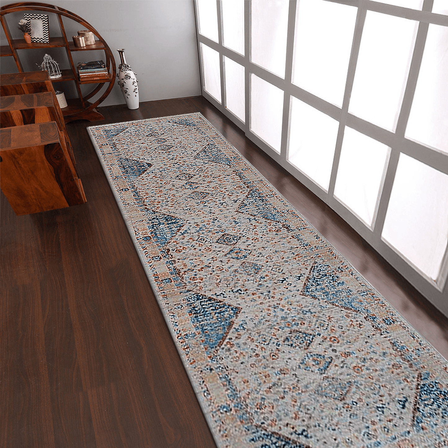Rugsotic Machine Woven Crossweave Polyester Oriental Runner Rug 2'6''X9'10''