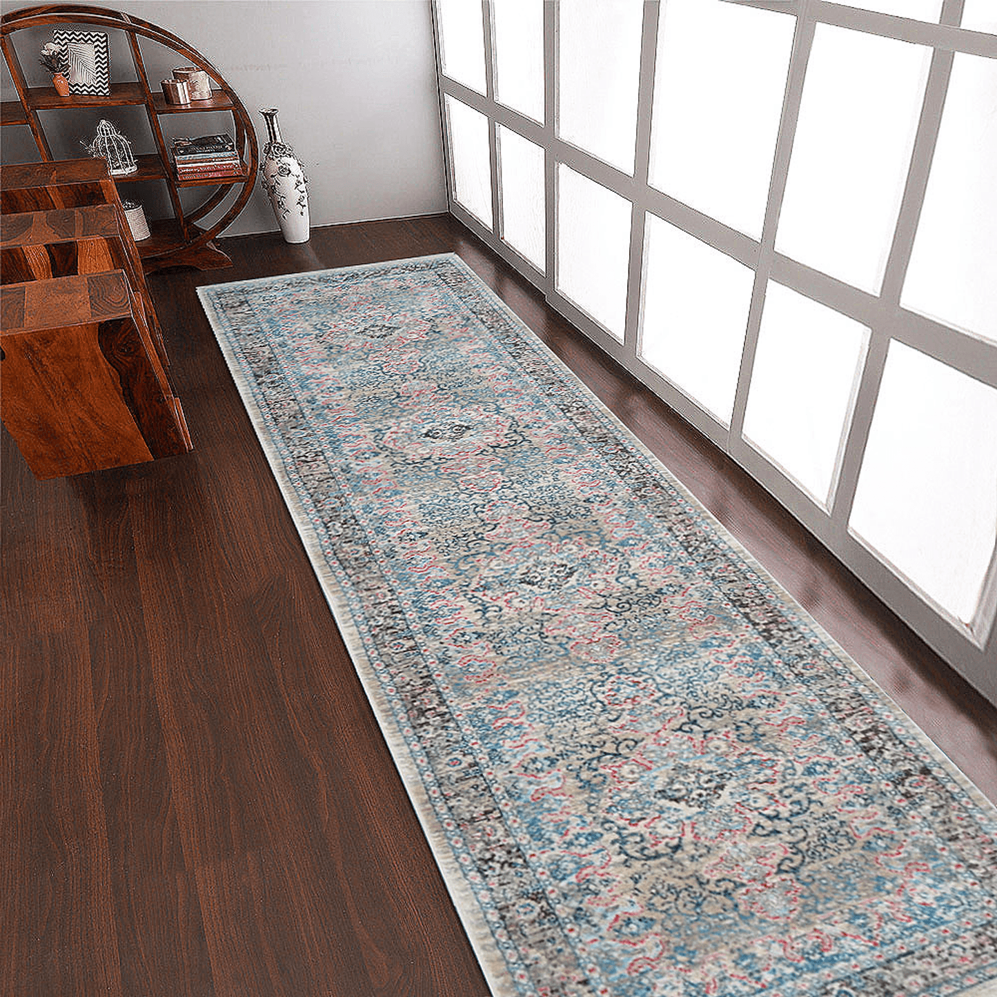 Rugsotic Machine Woven Crossweave Polyester Oriental Runner Rug 2'6''X9'10''