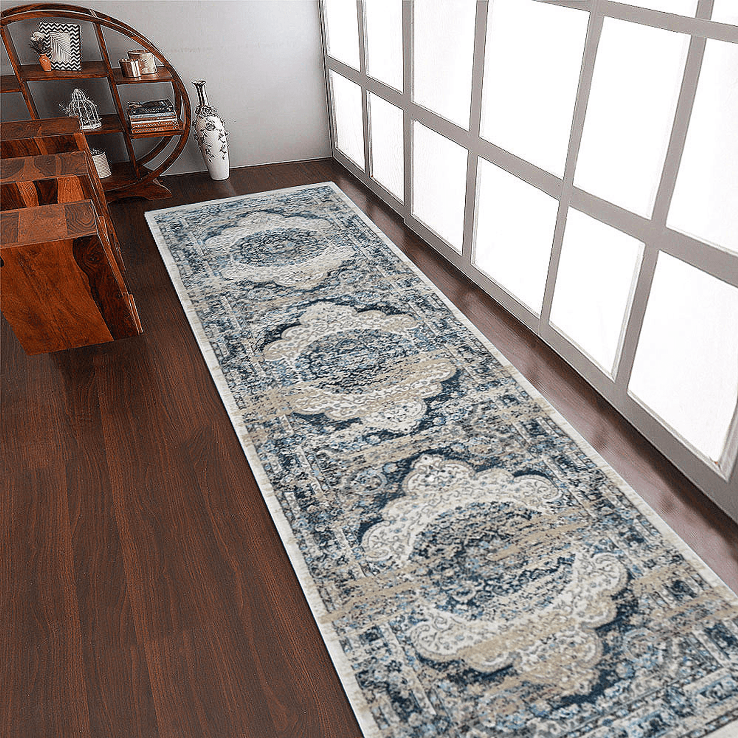 Rugsotic Machine Woven Crossweave Polyester Oriental Runner Rug 2'6''X9'10''