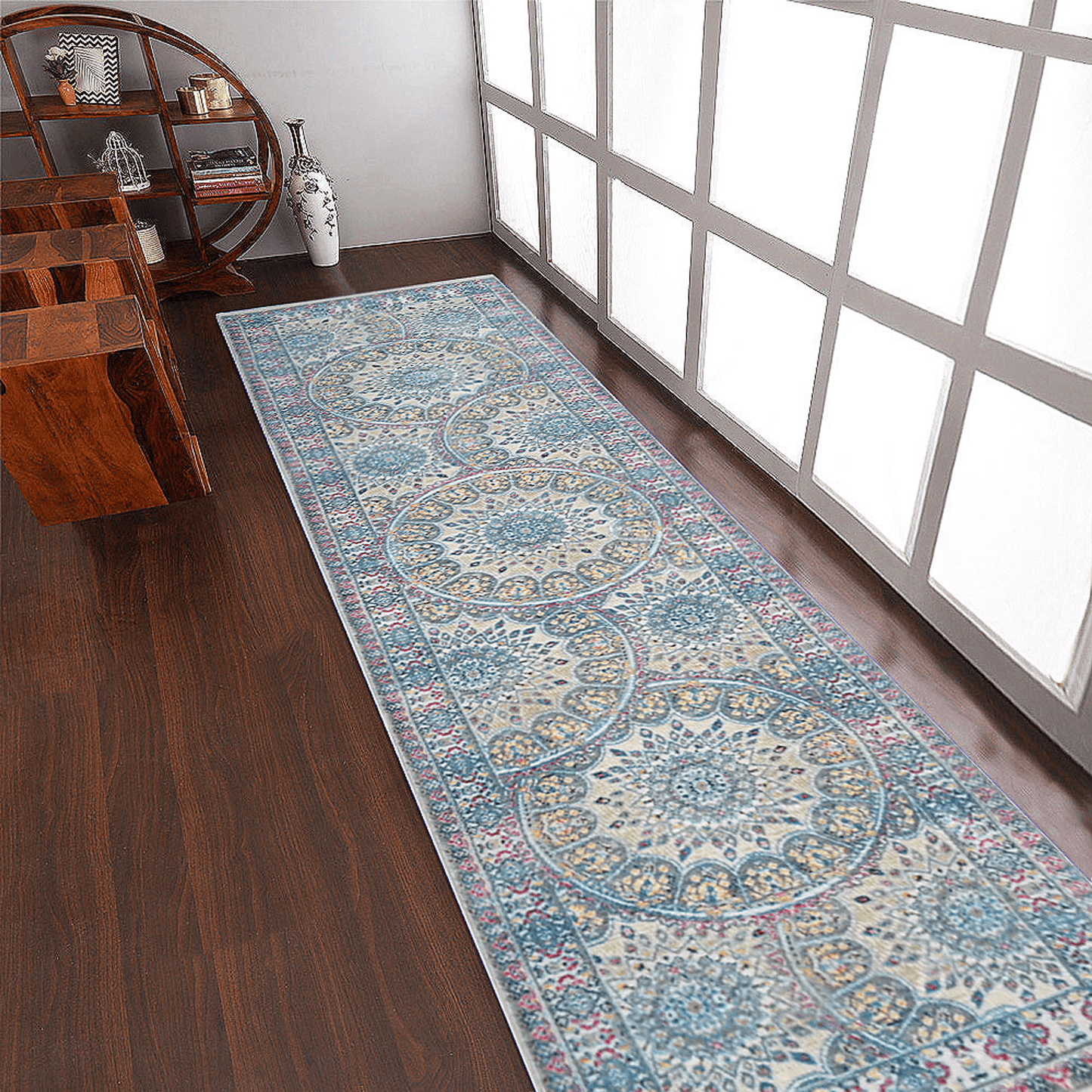Rugsotic Machine Woven Crossweave Polyester Oriental Runner Rug 2'6''X9'10''