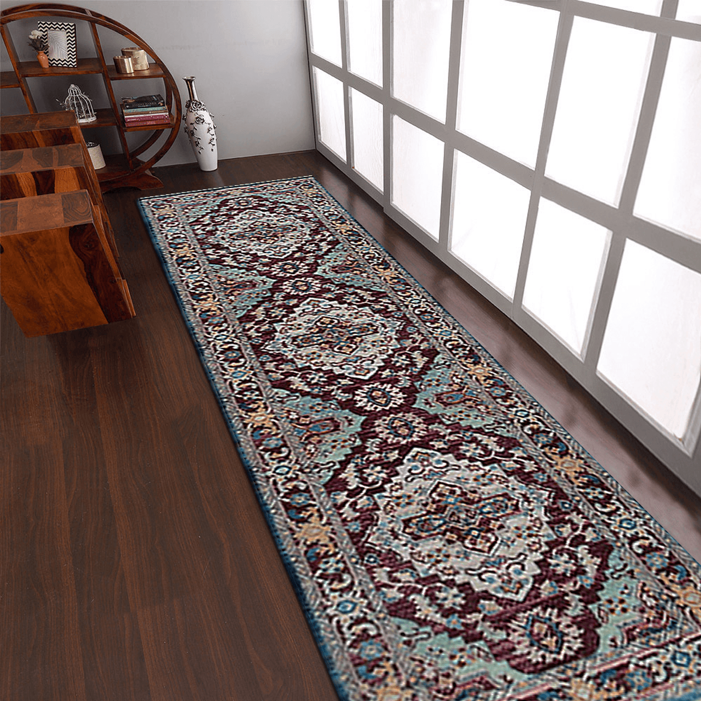 Rugsotic Machine Woven Crossweave Polyester Oriental Runner Rug 2'6''X9'10''