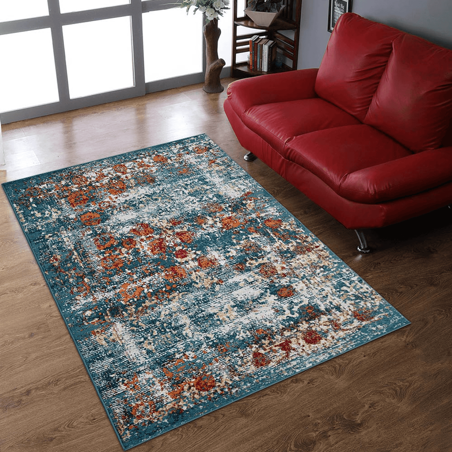 Rugsotic Carpets Machine Woven Oriental Area Rug In Beige And Blue