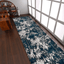 Rugsotic Abstract Ivory-Blue Machine Woven Runner Rug 3'2''X10'