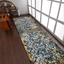 Rugsotic Abstract Ivory-Blue Machine Woven Runner Rug 3'2''X10'