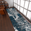 Rugsotic Abstract Ivory-Blue Machine Woven Runner Rug 3'2''X10'