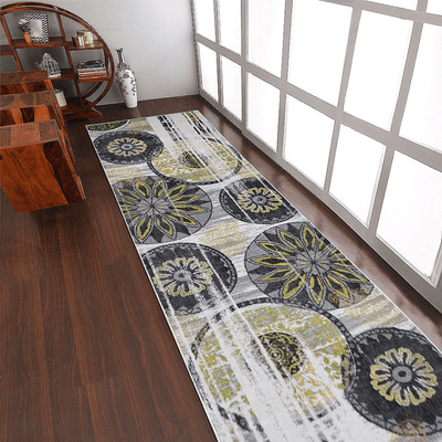 Rugsotic Carpets Machine Woven Heatset Polypropylene 3'2''x10' Runner Area Rug Contemporary