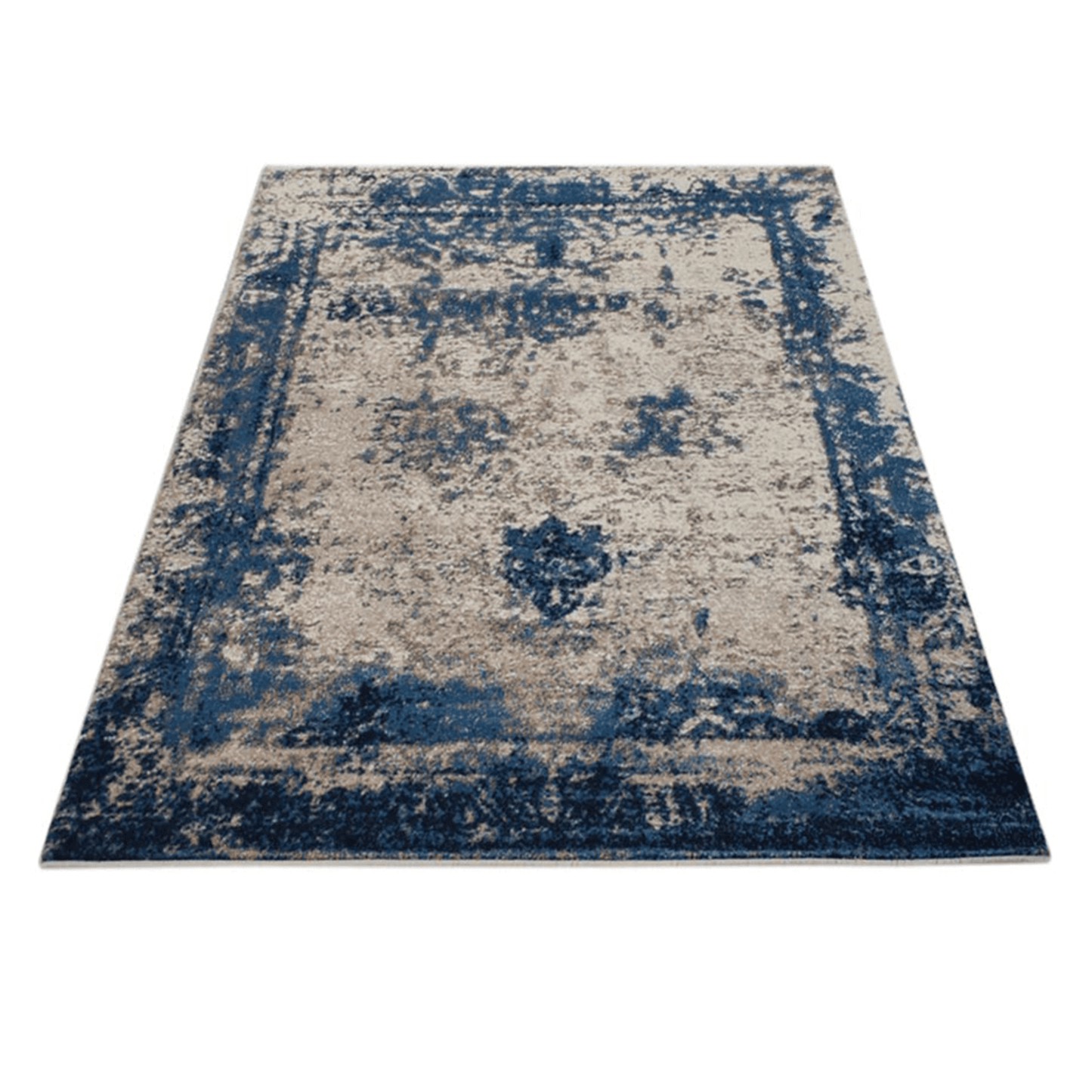 Rugsotic Carpets Machine Woven Oriental Area Rug In Beige And Blue
