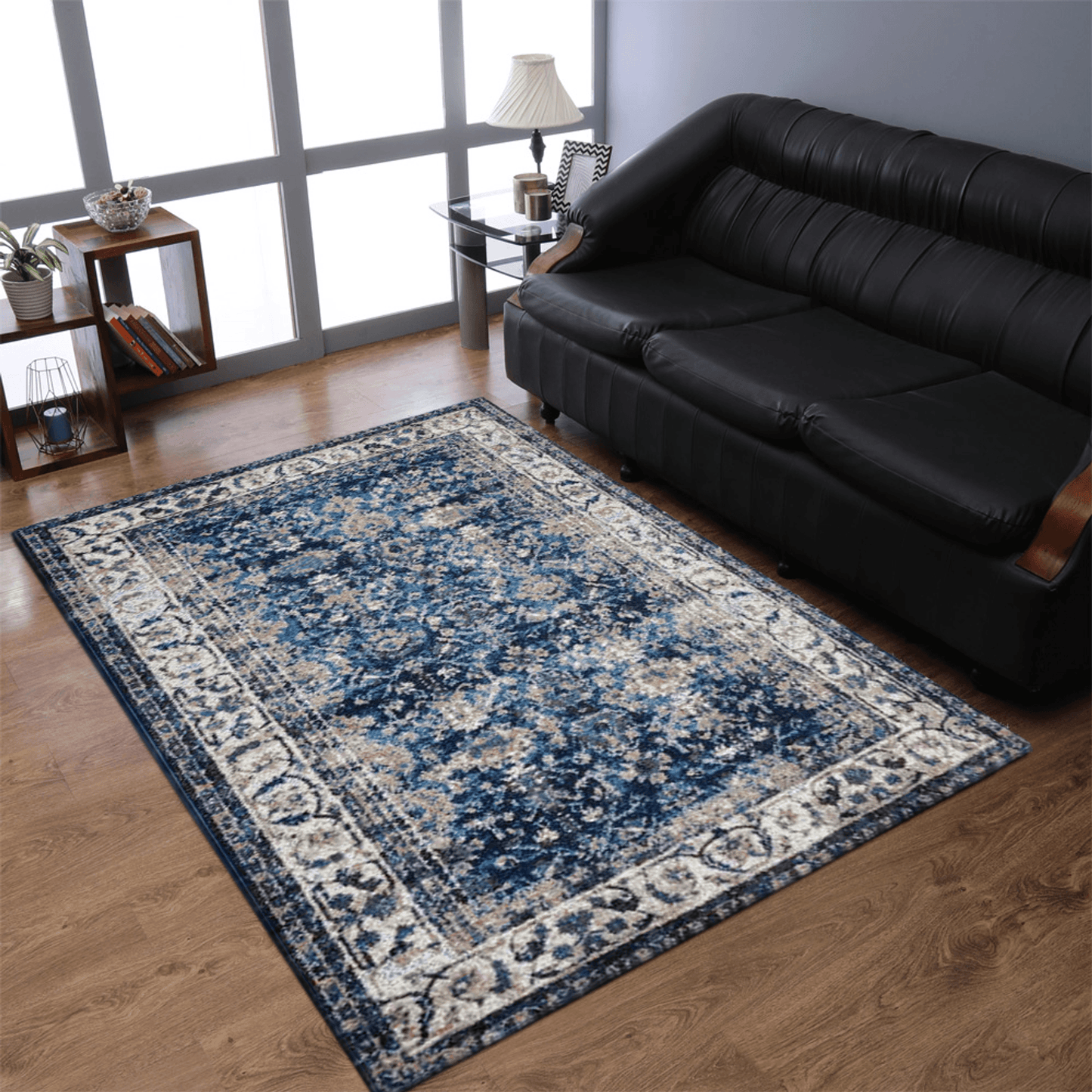 Rugsotic Carpets Machine Woven Oriental Area Rug In Beige And Blue