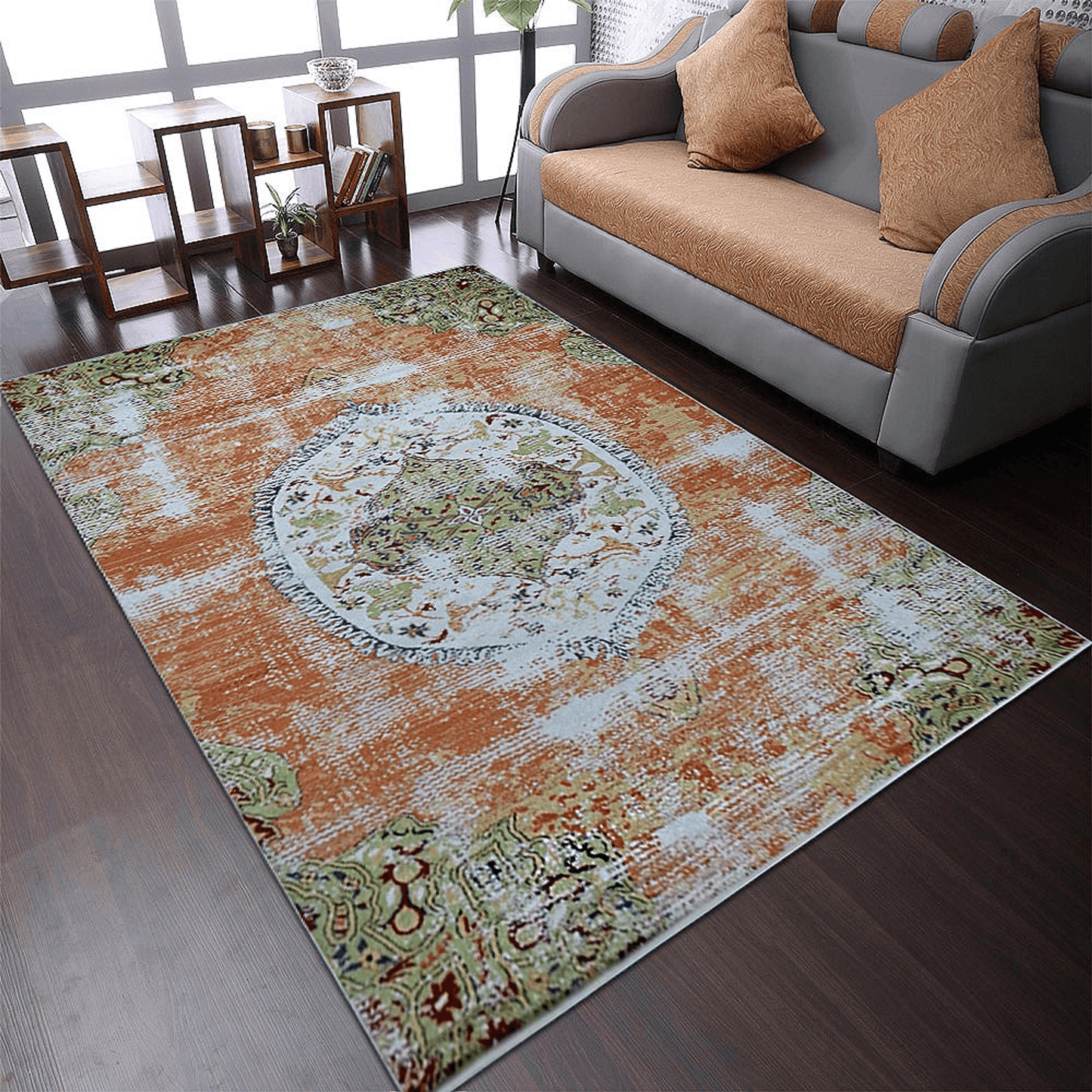 Rugsotic Carpets Machine Woven Oriental Area Rug In Beige And Blue