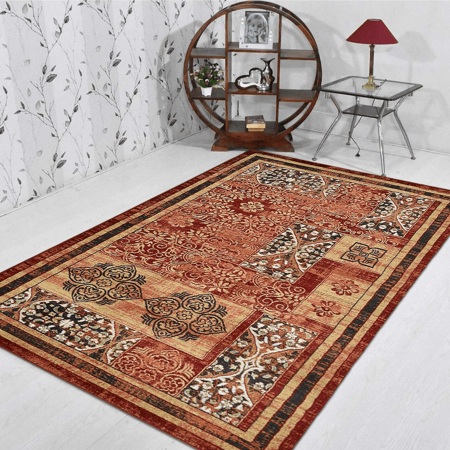 Rugsotic Carpets Machine Woven Oriental Area Rug In Beige And Blue