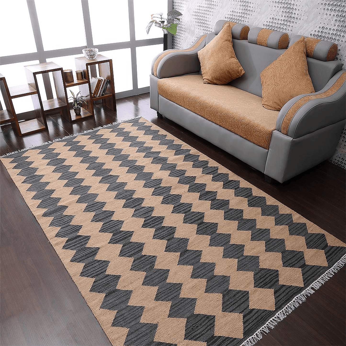 Rugsotic Carpets Hand Woven Flat Weave Kilim Wool Area Rug Contemporary