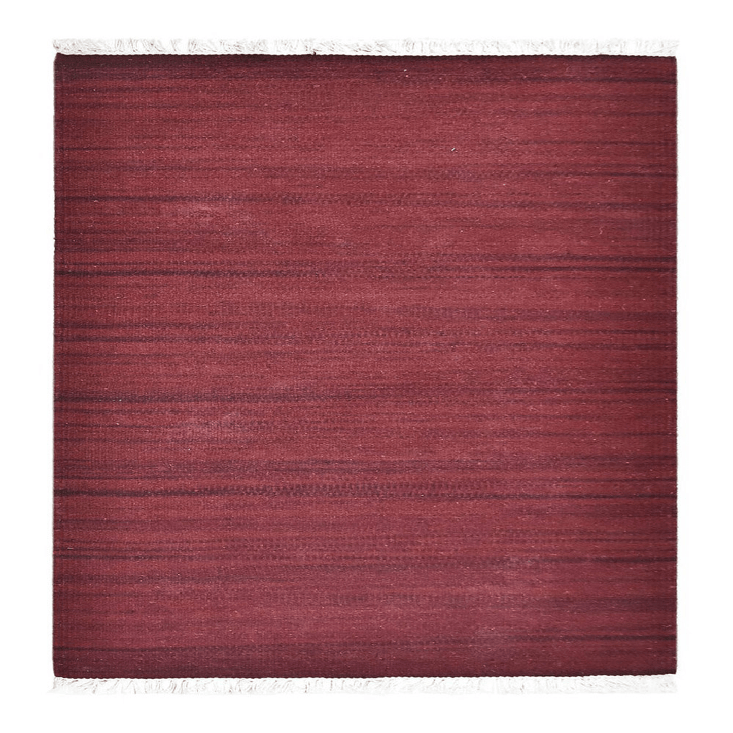 Rugsotic Hand Woven Dark Red Kilim Wool Square Area Rug