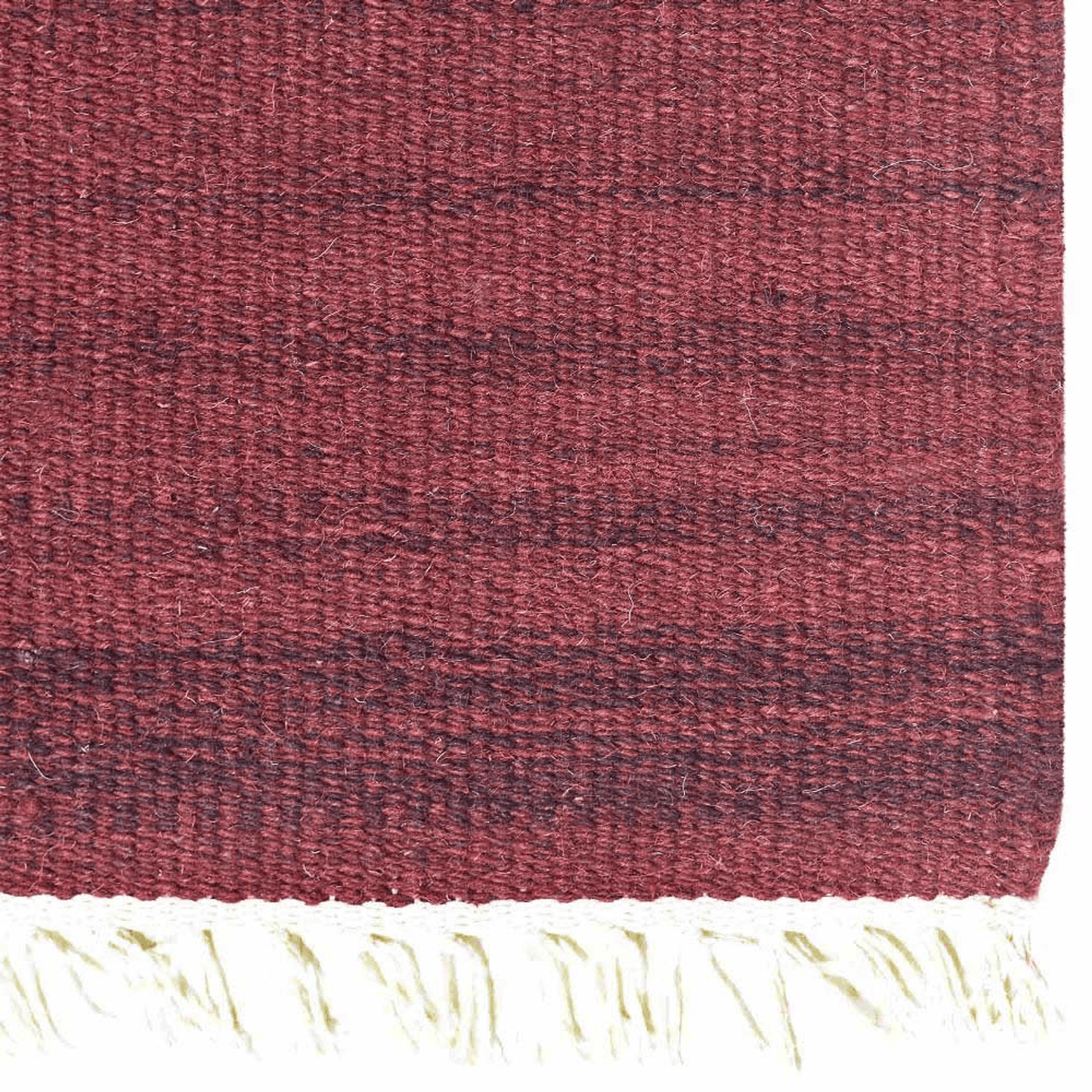 Rugsotic Hand Woven Dark Red Kilim Wool Square Area Rug