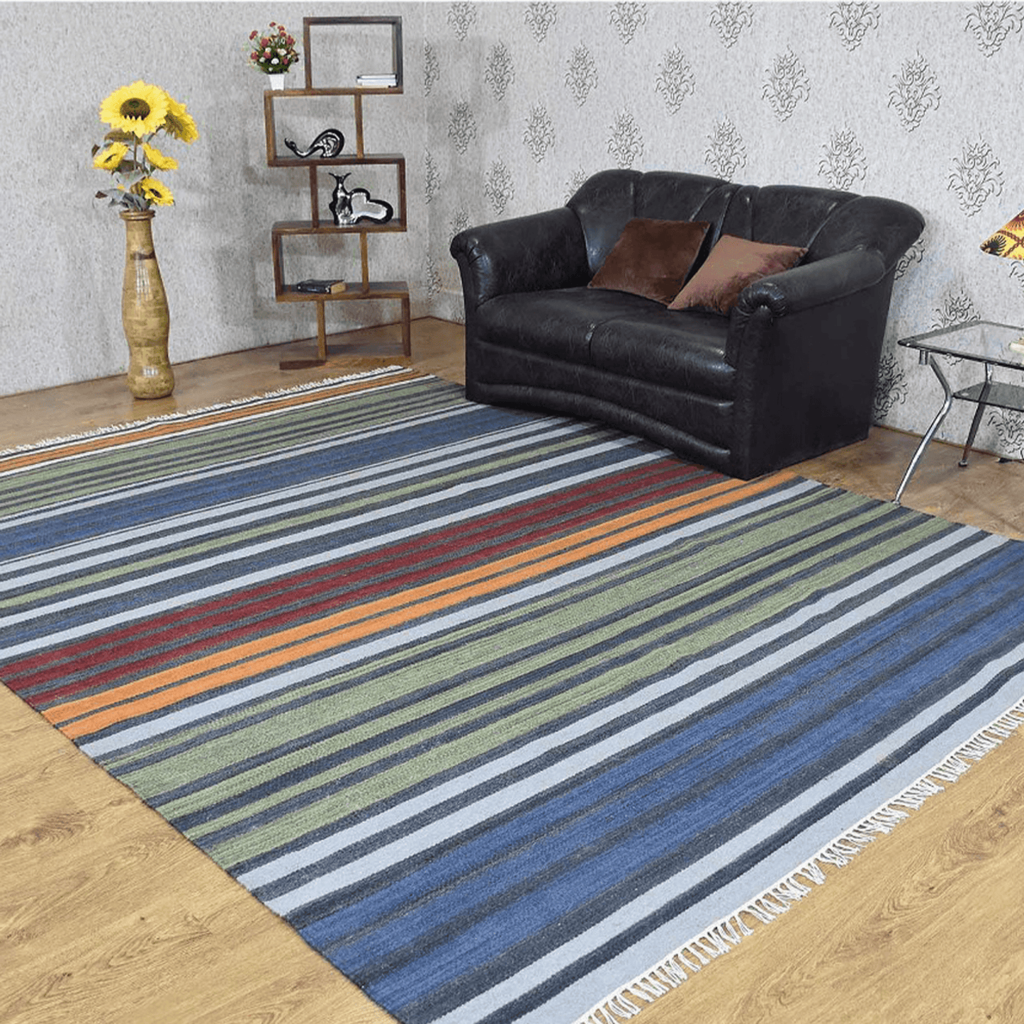 Rugsotic Carpets Hand Woven Flat Weave Kilim Wool Area Rug Contemporary