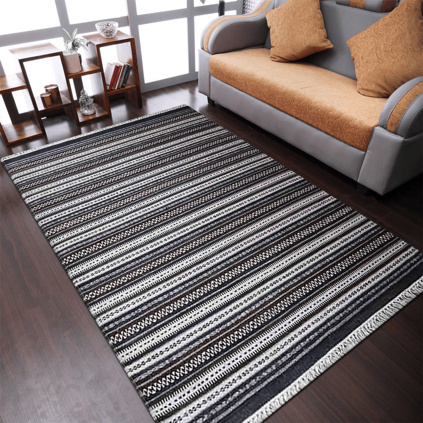 Rugsotic Carpets Hand Woven Flat Weave Kilim Wool Area Rug Contemporary