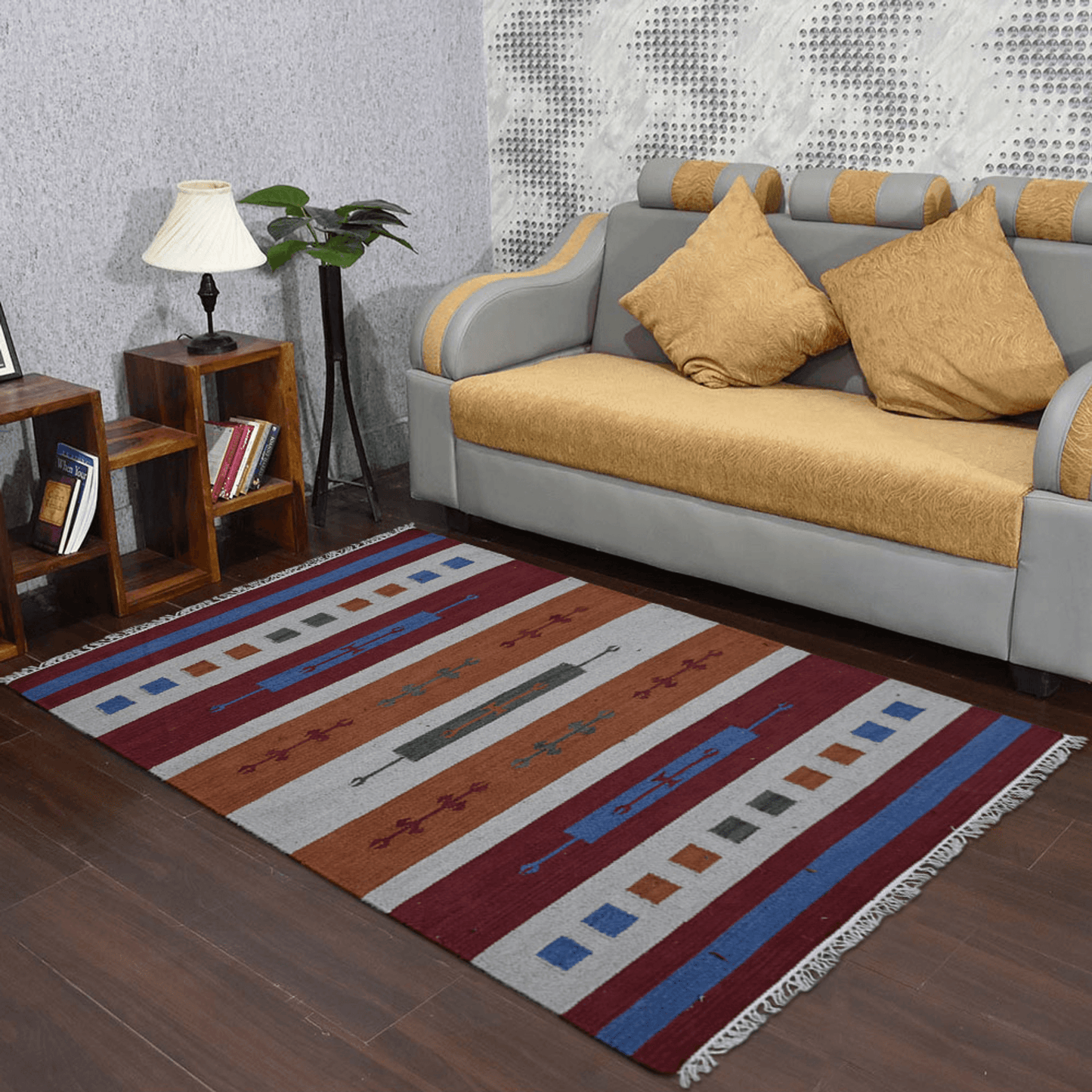 Rugsotic Carpets Hand Woven Flat Weave Kilim Wool Area Rug Contemporary