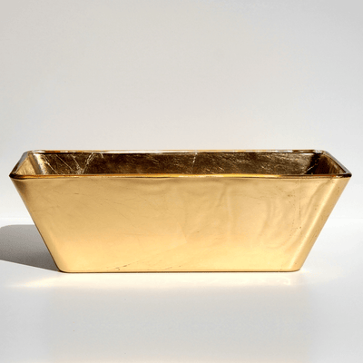 Gilt Gilded Glass 13" Rectangular Serving Bowl