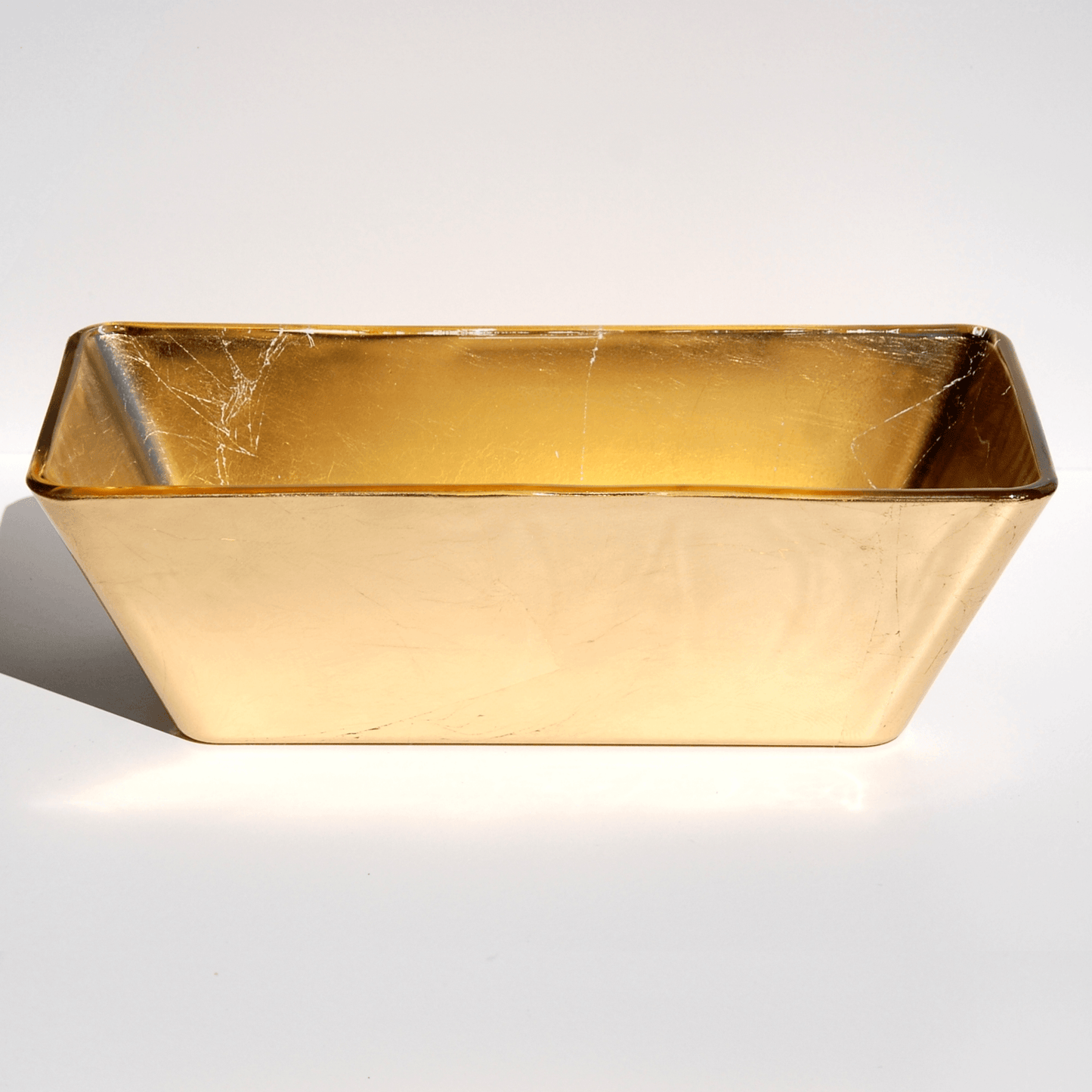 Gilt Gilded Glass 13" Rectangular Serving Bowl