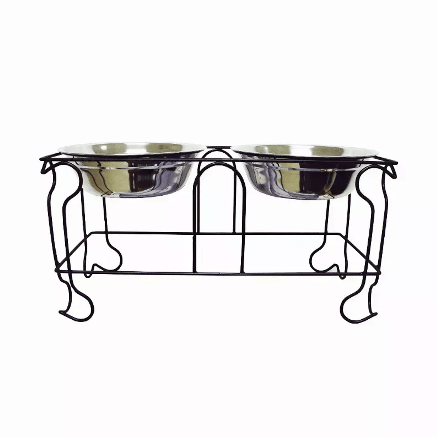 Elevated Wrought Iron Pet Feeder with Double Stainless Steel Bowls