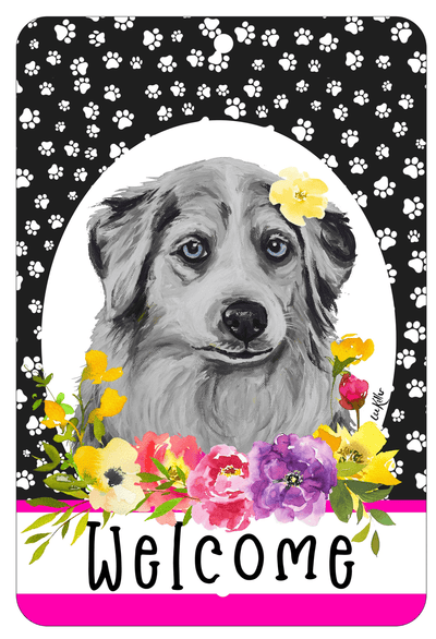 Hhs Paw Prints Welcome Sign - Aluminium - 8" X 12" - Dog Lovers