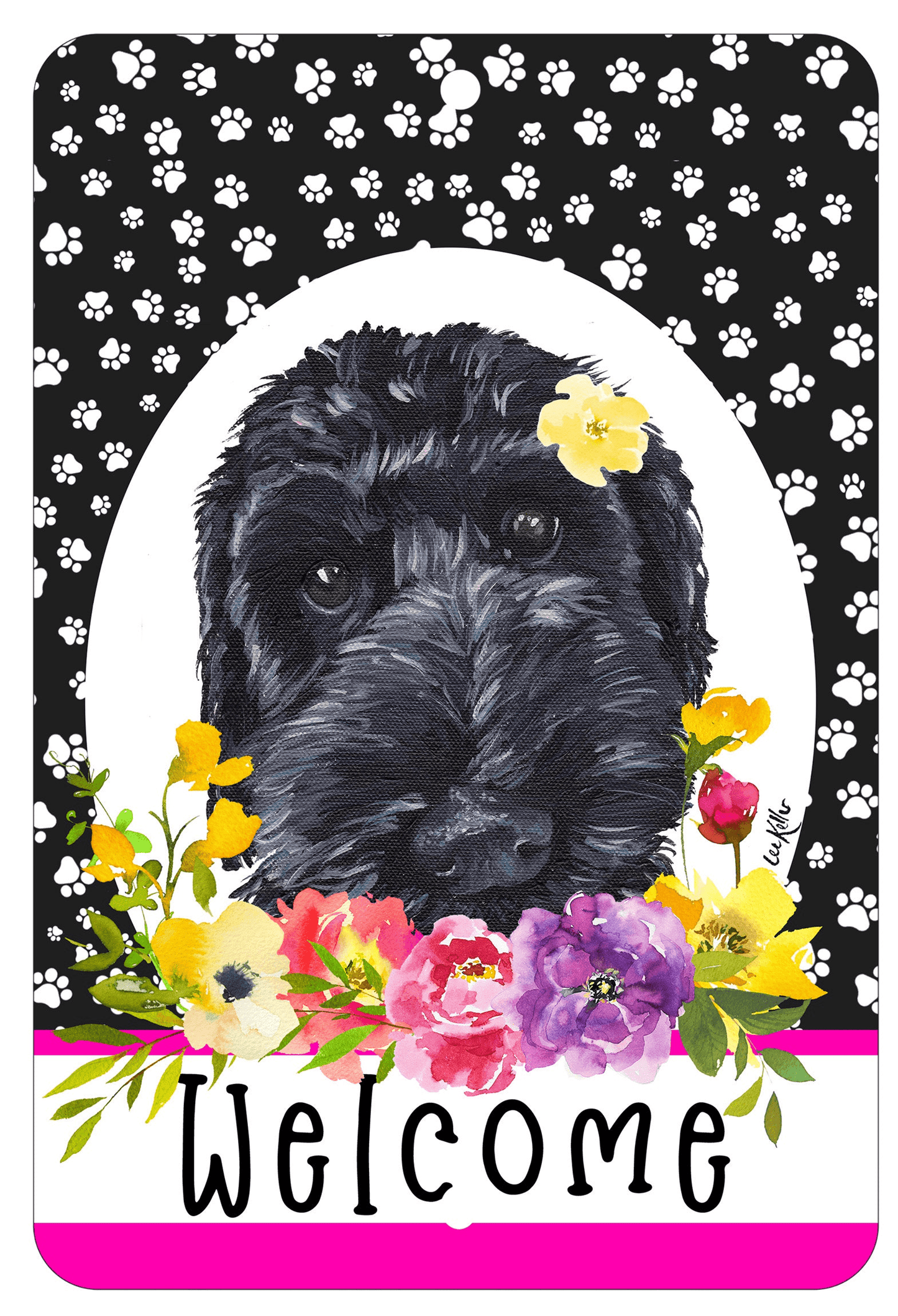 Labradoodle Black Welcome Aluminum Sign For Dog Lovers
