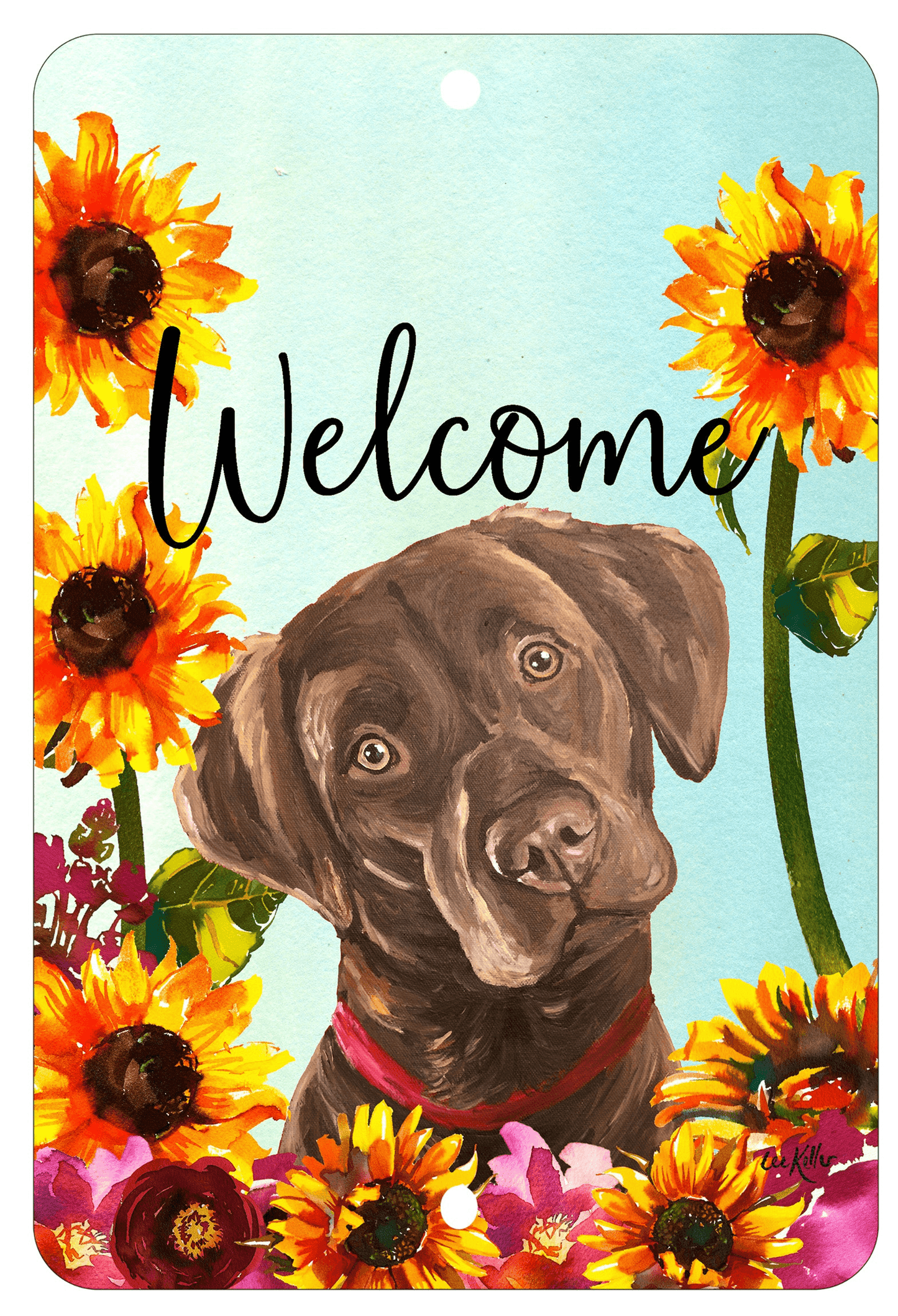 Chocolate Labrador Welcome Indoor/Outdoor Aluminum Sign