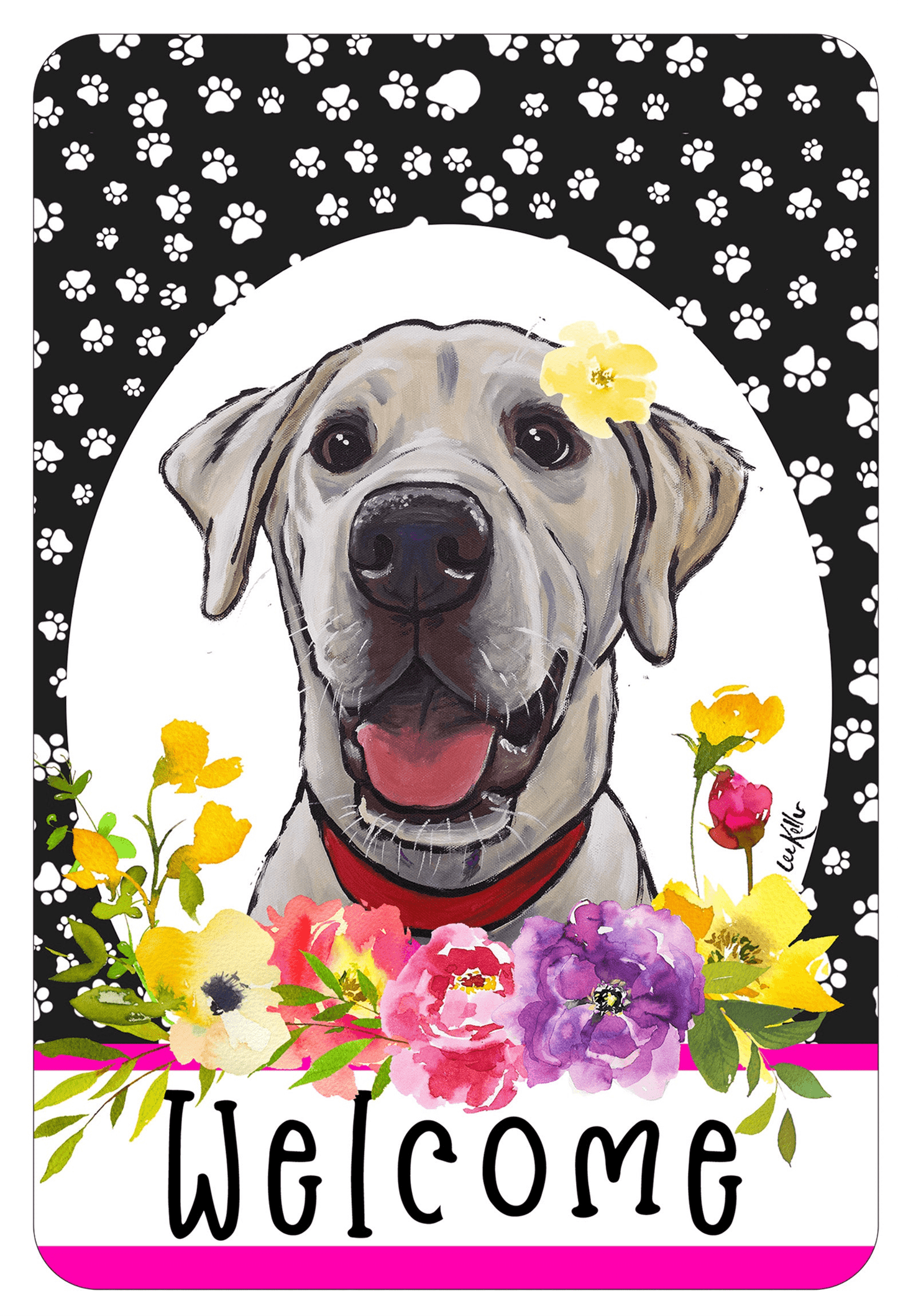 Hhs Paw Prints Welcome Indoor/Outdoor Aluminum Sign For Dog Lovers