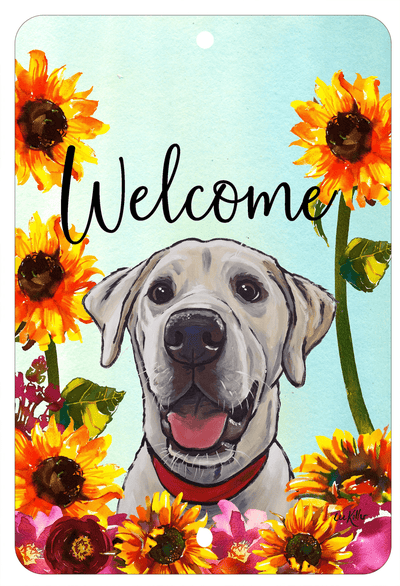 Labrador Yellow/White Welcome Indoor/Outdoor Aluminum Sign