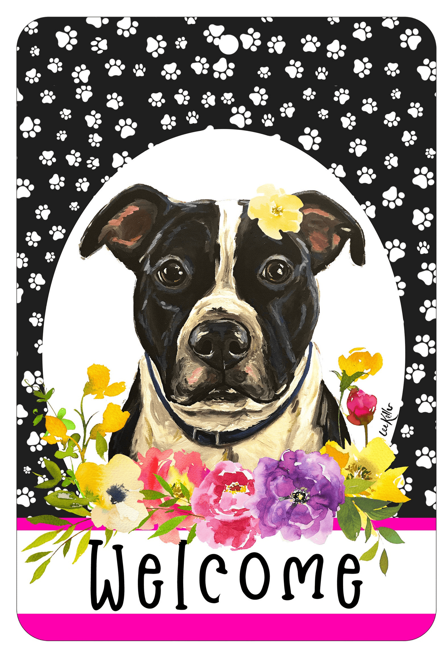 Pit Bull Welcome Indoor/Outdoor Aluminium Sign - 8" X 12"