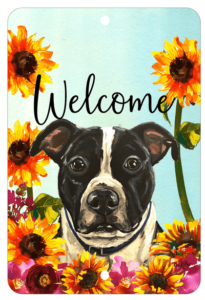 Pit Bull Black/White Indoor/Outdoor Aluminum Sign