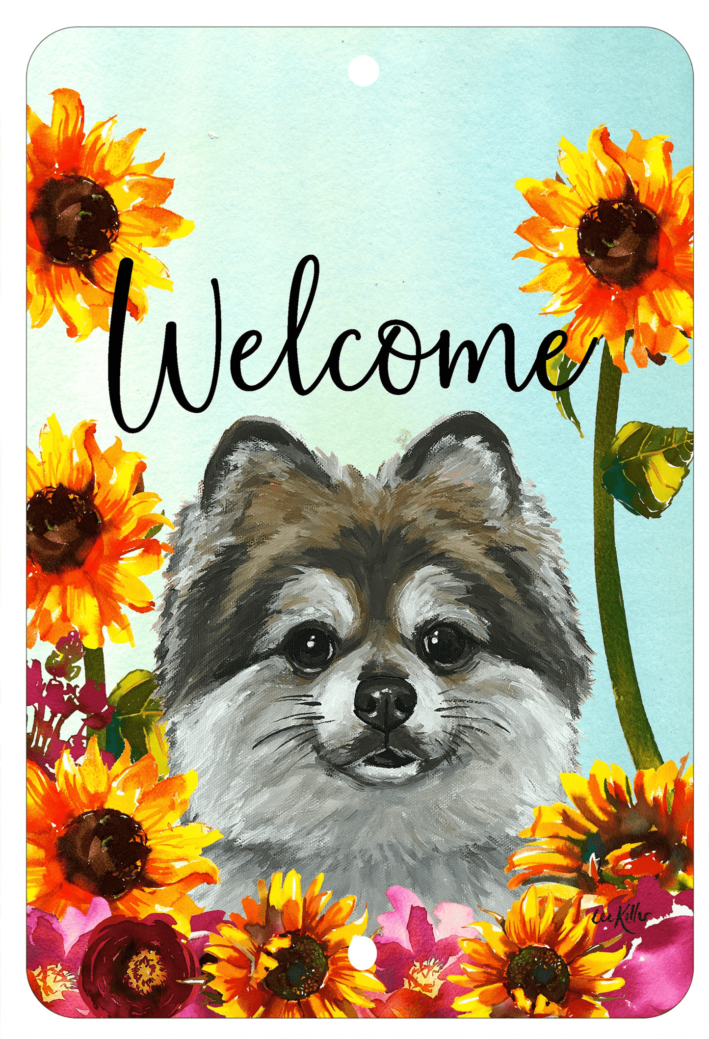 Pomeranian Welcome Indoor/Outdoor Aluminium Sign