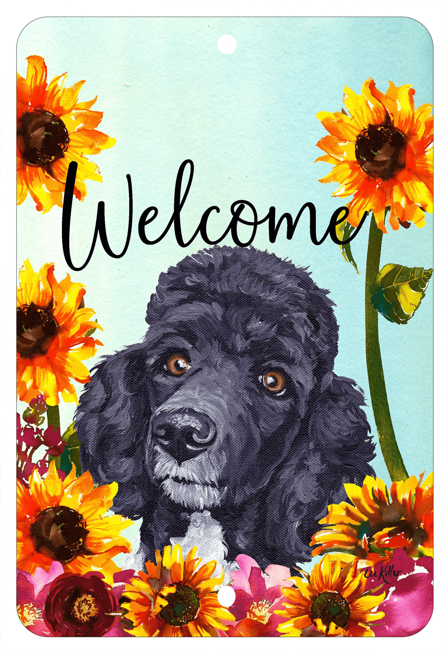Poodle Black Welcome Indoor/Outdoor Aluminum Sign