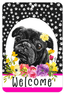 Pug Black - Hhs Paw Prints Welcome Sign - Indoor/Outdoor Aluminum