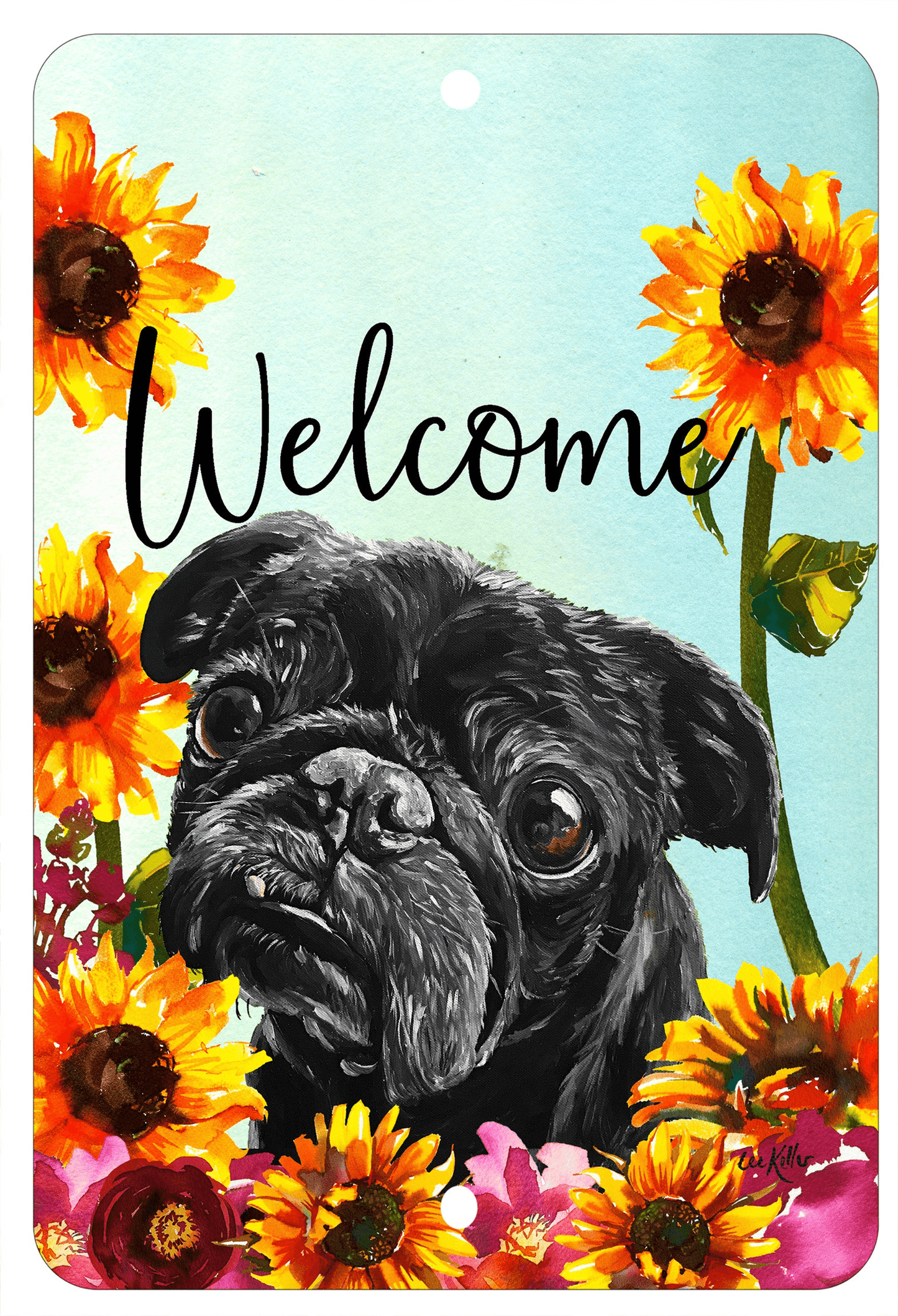 Pug Black Indoor/Outdoor Aluminium Sign For Dog Lovers