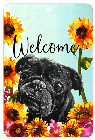 Pug Black Indoor/Outdoor Aluminium Sign For Dog Lovers