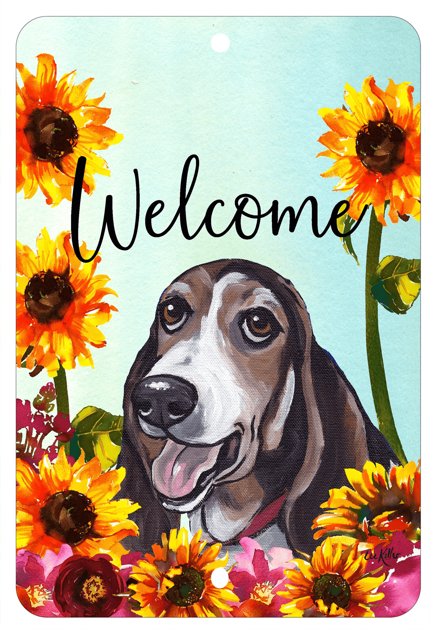 Basset Hound Welcome Indoor/Outdoor Aluminum Sign