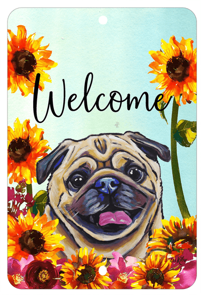 Pug Fawn Indoor/Outdoor Aluminium Sign - 8" X 12"