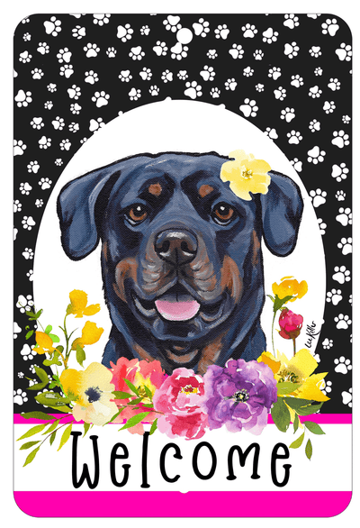 Rottweiler Paw Prints Welcome Indoor/Outdoor Sign
