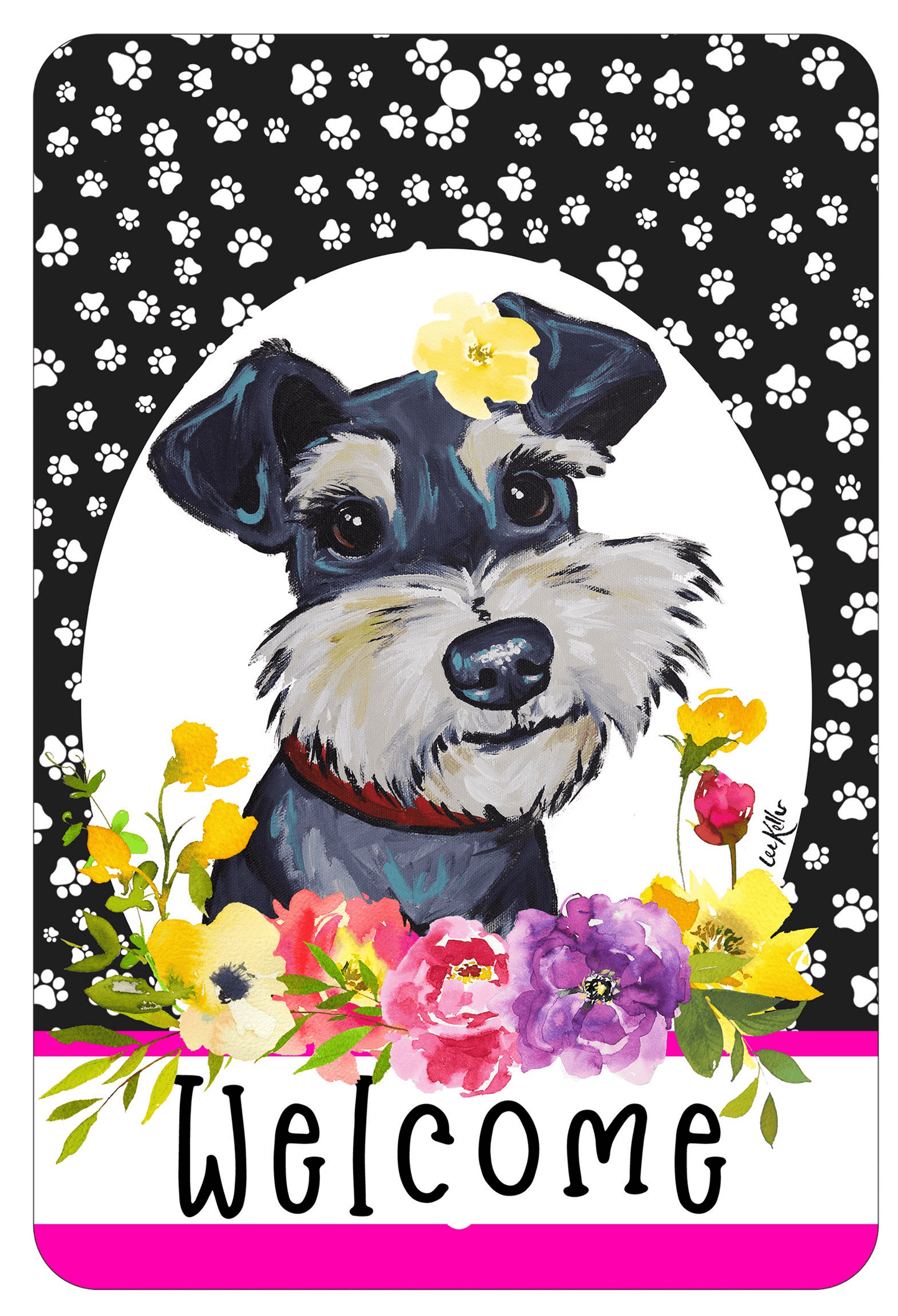 Schanuzer Uncropped - Premium Aluminum Welcome Sign For Dog Lovers