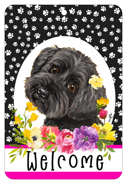 Yorkiepoo Hhs Paw Prints Welcome Aluminium Sign - 8X12 Inches