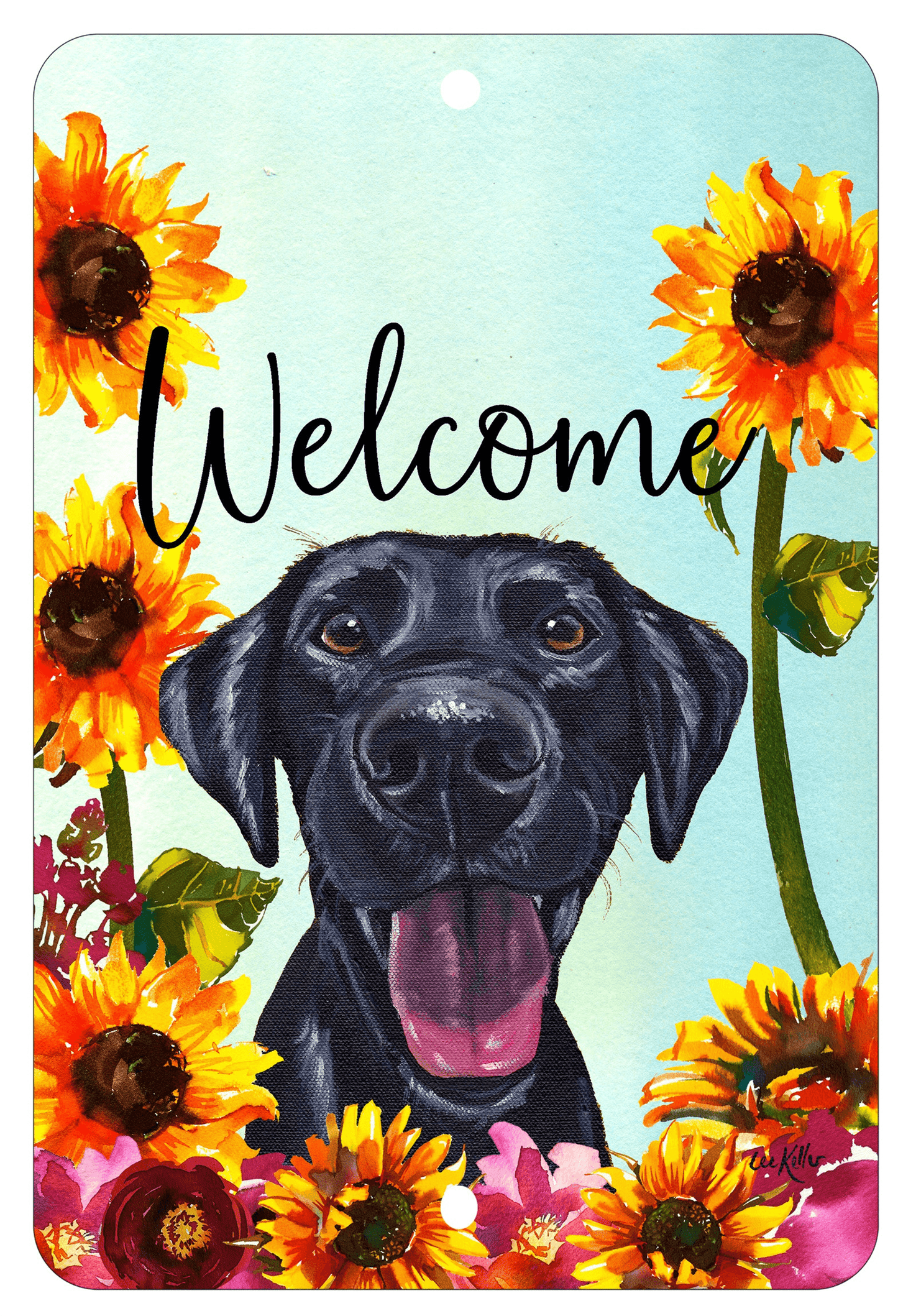 Black Labrador Welcome Indoor/Outdoor Aluminium Sign