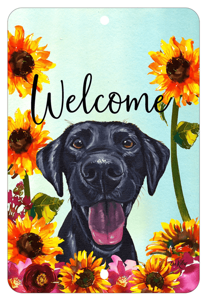 Black Labrador Welcome Indoor/Outdoor Aluminium Sign