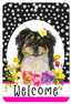 Border Collie Paw Prints Welcome Aluminium Sign - 8" X 12"