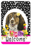 Brittany Spaniel Paw Prints Welcome Aluminium Sign 8" X 12"