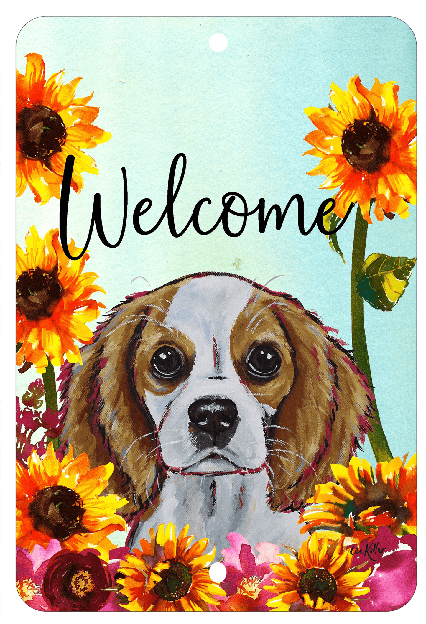 Cavalier King Charles Blenheim Welcome Indoor/Outdoor Aluminum Sign