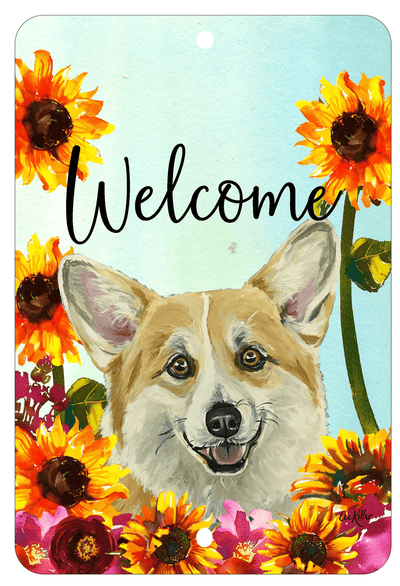 Corgi - Welcome Indoor/Outdoor Aluminium Sign