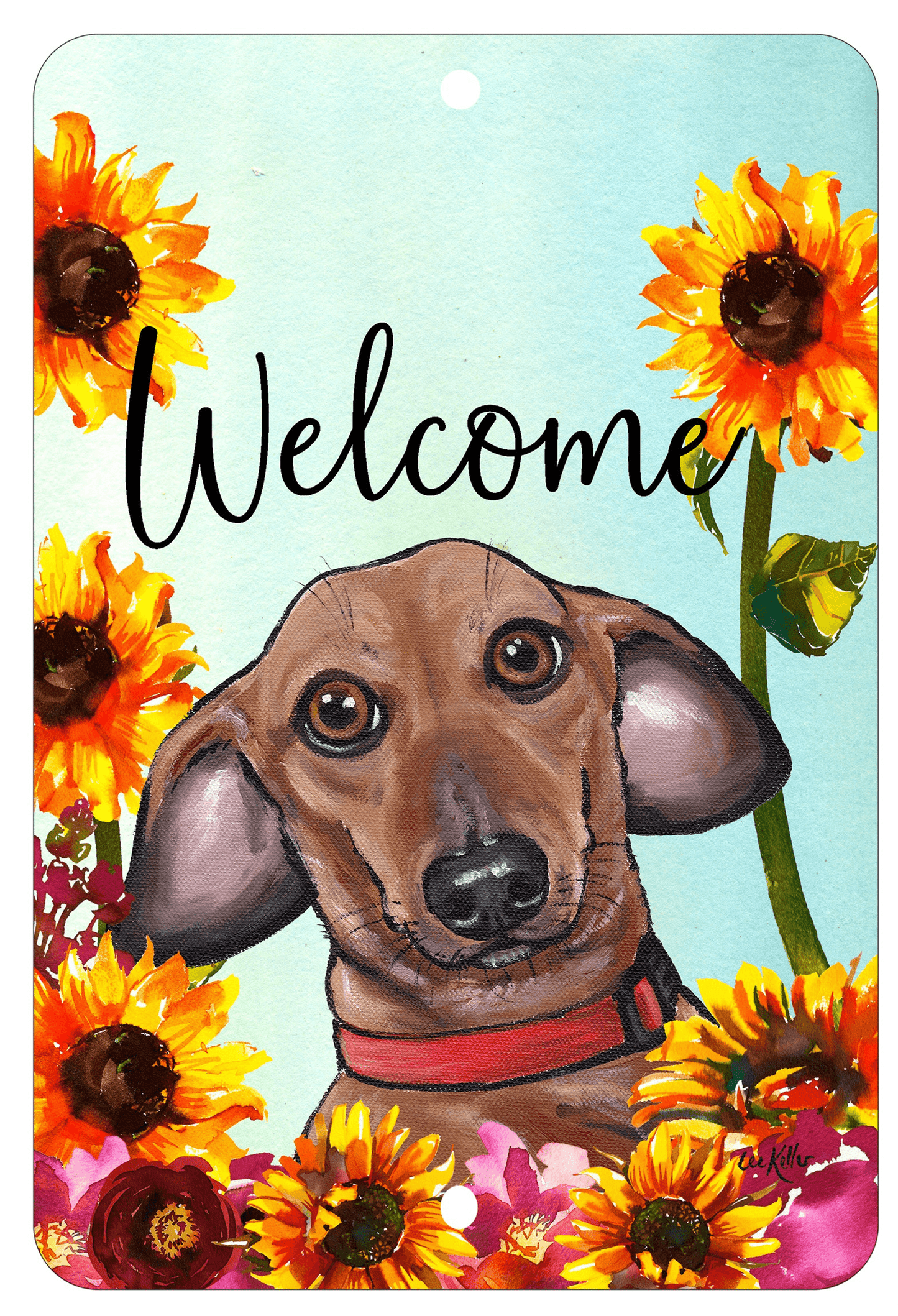 Dachshund Welcome Indoor/Outdoor Aluminium Sign - 8" X 12"