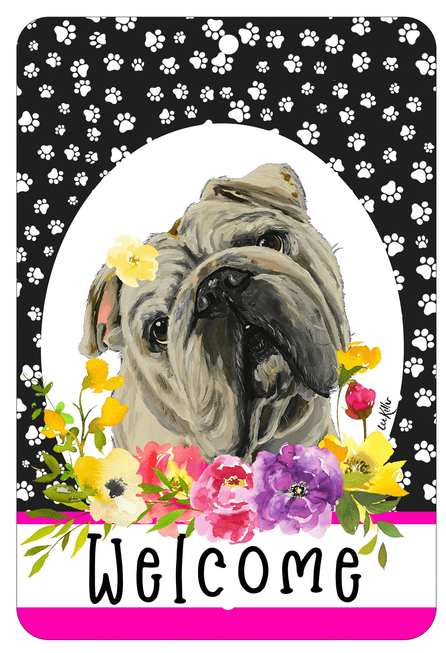 Hhs Paw Prints Welcome Indoor/Outdoor Aluminum Sign For Dog Lovers
