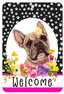French Bulldog Cream Welcome Sign - Indoor/Outdoor Aluminium Decor